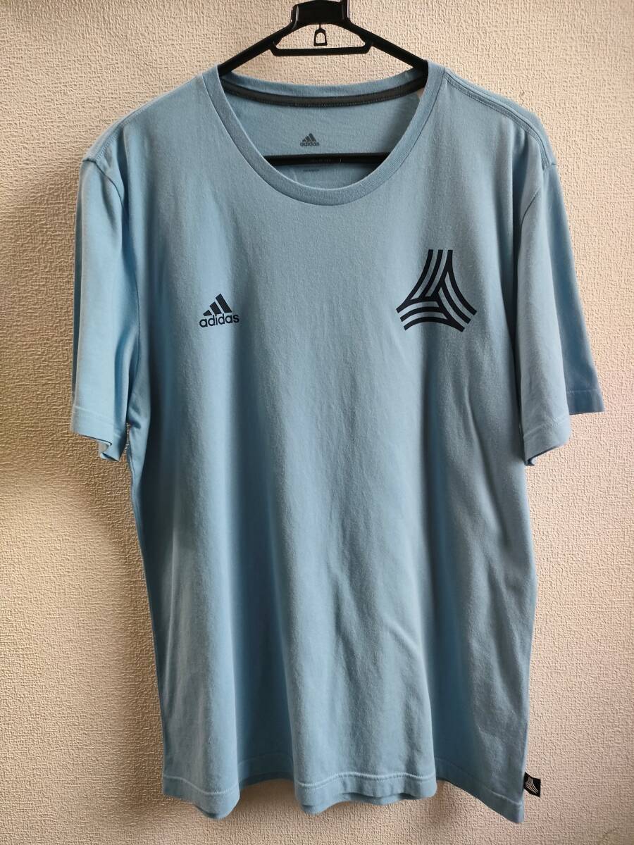 アディダス ADIDAS プリントTシャツ（半袖）水色 sizeXO 中古_画像1