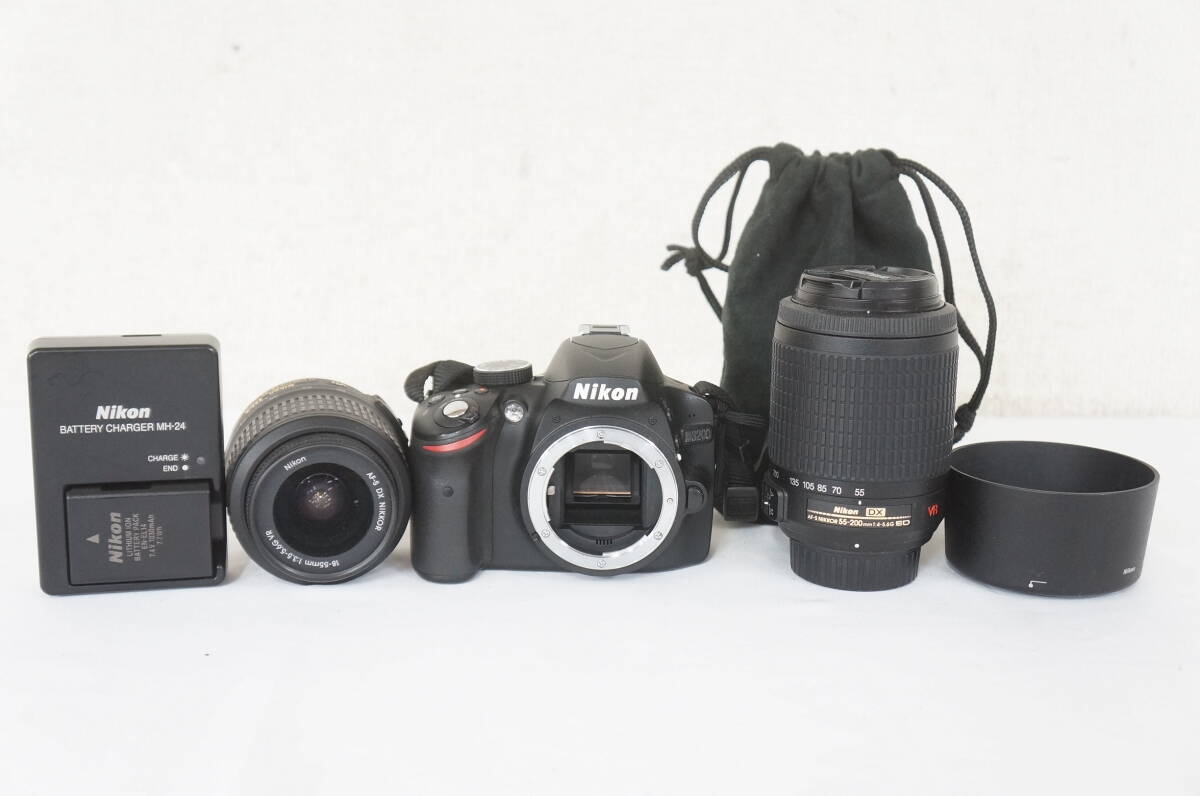 Nikon ニコン D3200 デジタルカメラ DX AF-S NIKKOR 55-200mm F4-5.6G ED VR レンズ 等 まとめてセット 2204276041の画像1
