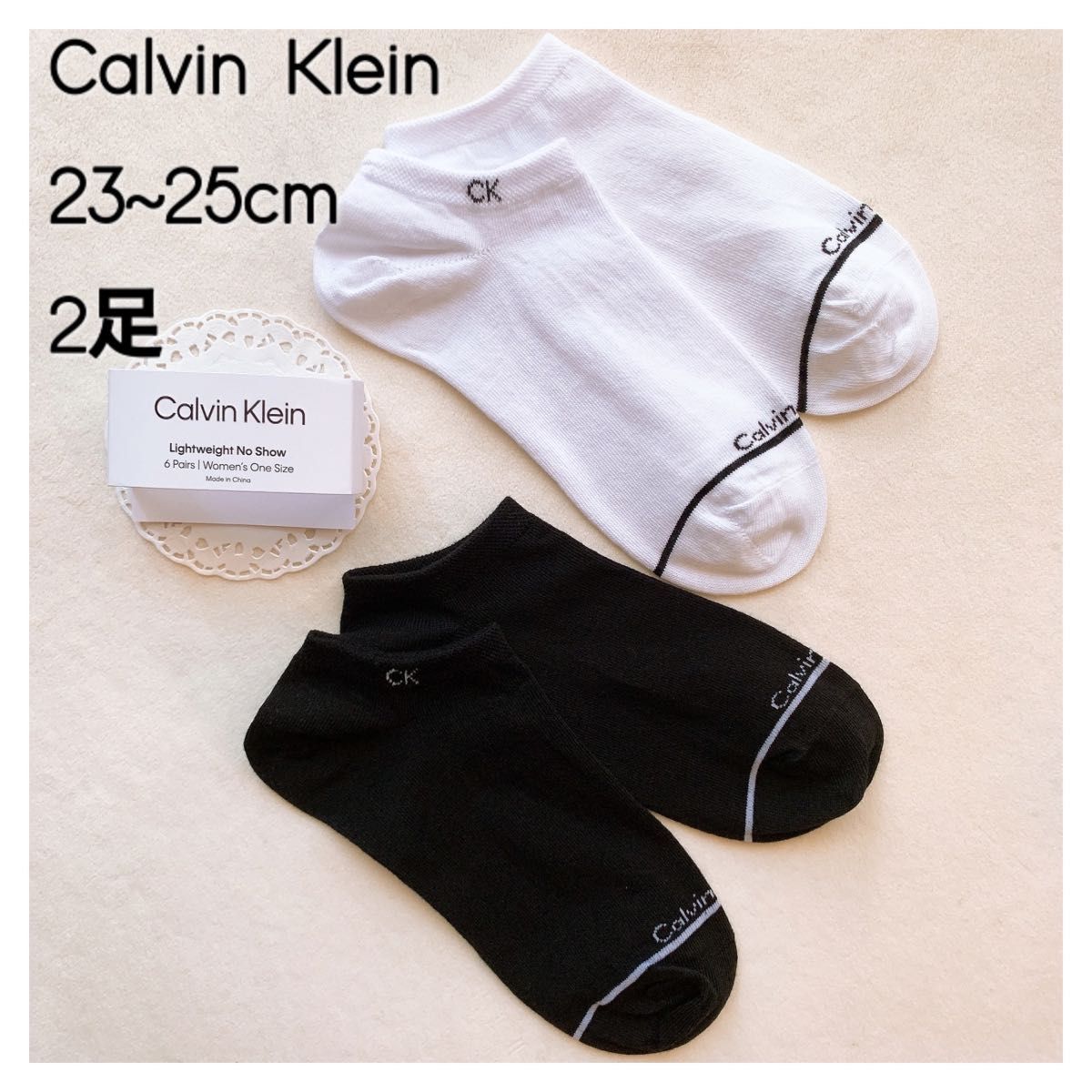 Calvin Klein  カルバンクライン　レディース靴下　ソックス　黒　白 スニーカーソックス 靴下