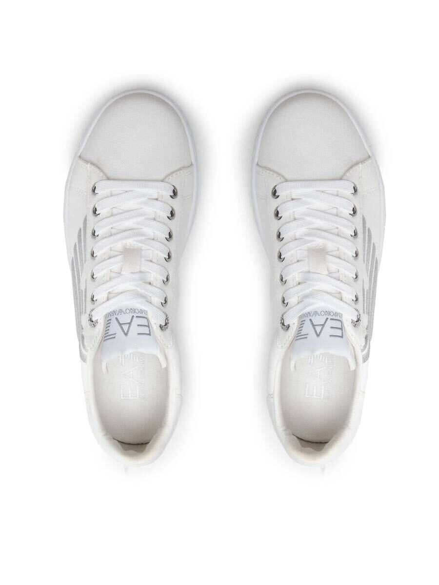 * новый товар *EMPORIO ARMANI( Emporio * Armani )EA7 мужской Eagle Logo вышивка low cut парусина спортивные туфли ( белый × серебряный )26cm
