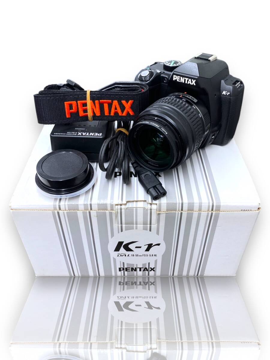 1 иен старт PENTAX Pentax K-r цифровой однообъективный зеркальный камера zoom линзы комплект Camera smc PENTAX DAL 18-55mm F3.5-5.8 AL электризация проверка 