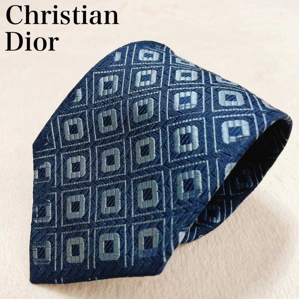 Christian Dior クリスチャンディオール ネクタイ 高級感 メンズ オフィス ハイブランド CRAVATES ワンポイントロゴ シルク100％ M27_画像1