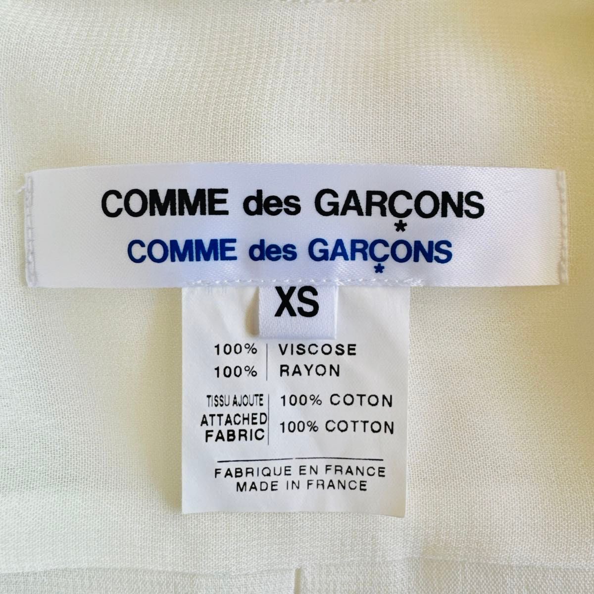 《美品》COMME des GARCONS コムデギャルソン コムコム シアー ブラウス シャツ ジョーゼット シフォン ホワイト