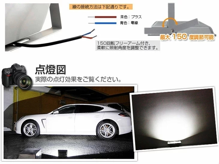 【即納】2個セット LED 投光器 400W 4000W相当 40000LM 昼光色 6500K 広角130度 防水加工 看板 作業灯 屋外灯 3mコード付き 送料無料_画像4