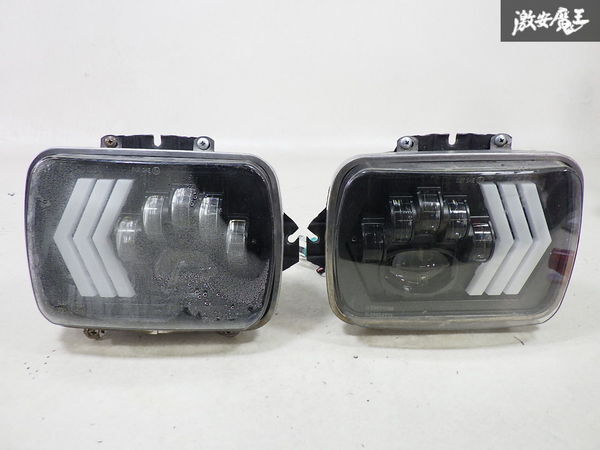 社外 汎用 ヘッドライト ヘッドランプ ウインカー LED インナーブラック 左右セット 即納 ラングラーの画像1