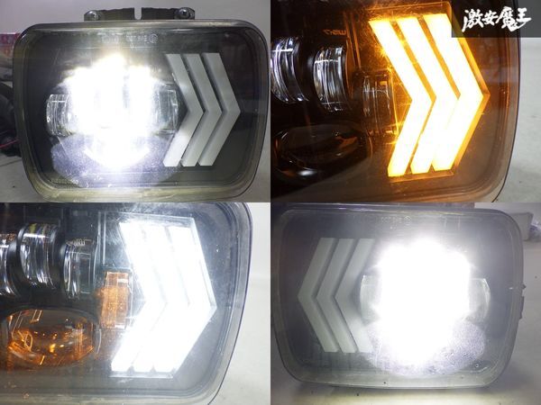 社外 汎用 ヘッドライト ヘッドランプ ウインカー LED インナーブラック 左右セット 即納 ラングラーの画像8