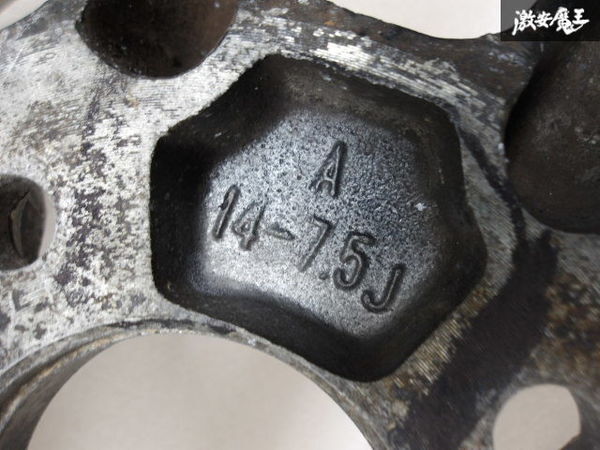 ●希少！当時物 ワタナベ RS 8スポーク Aタイプ 14インチ 7.5J 実測値+4 4H 4穴 PCD114.3 ホイール 1本 単体 即納 ハコスカ ケンメリ 旧車の画像6