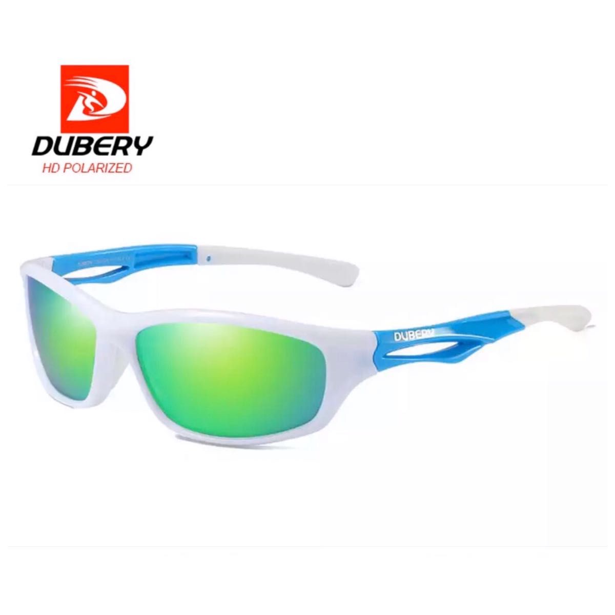 DUBERY サングラス 偏光グラス UV 軽量 車  白 緑 釣り アウトドア スポーツサングラス