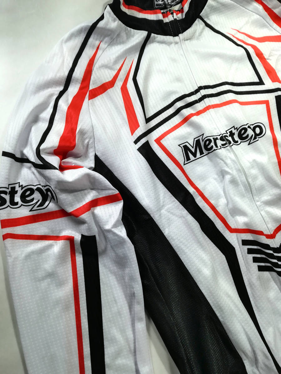訳あり新品　Mersteyo サイクルジャージ　⑮　白赤 XLサイズ　上下セット サイクリングウェア　後ろポケットあり 自転車_画像3