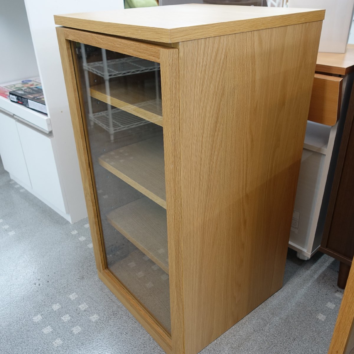 5149T Muji Ryohin wooden cabinet oak material strengthen glass door Aichi prefecture half rice field city shop front delivery welcome ①