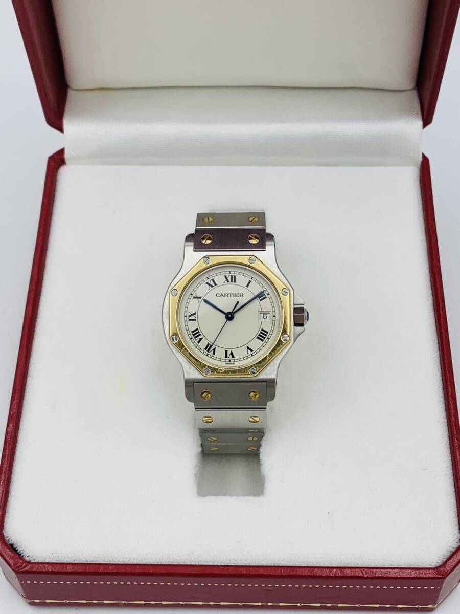 [稼働品] CARTIER/カルティエ サントス オクタゴン 187902 腕時計 ステンレススチール/YGイエローゴールド クオーツ レディース 箱付き_画像2