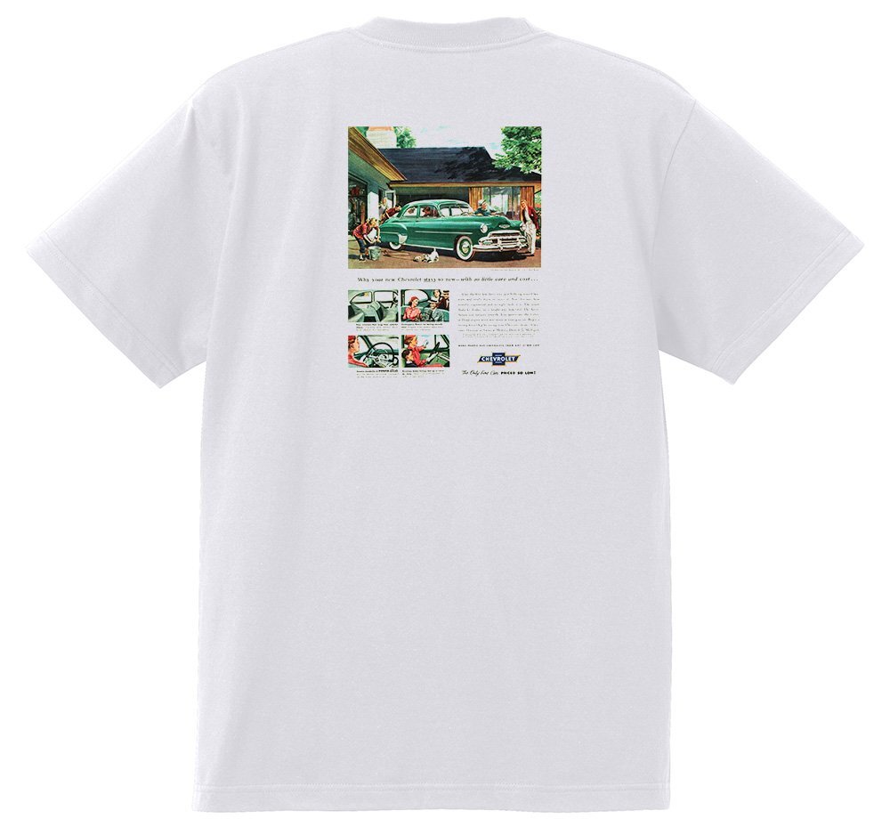 アドバタイジング シボレー ベルエア 1952 Ｔシャツ 086 白 アメ車 ホットロッド ローライダー 広告 シェビー アドバタイズメント_画像1