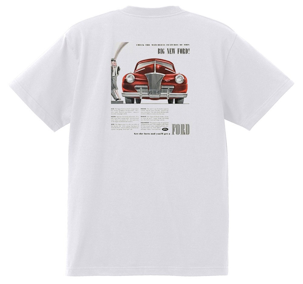 アドバタイジング フォード 1102 白 Ｔシャツ 1941 ホットロッド ローライダー ロカビリー アドバタイズメント レッドスレッド_画像1