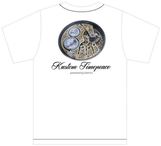 カスタム タイムピース Tシャツ 白地 9 カスタム時計 文字盤 エングレービング S/M/L/XL Kustom Timepeace 懐中時計柄_画像1