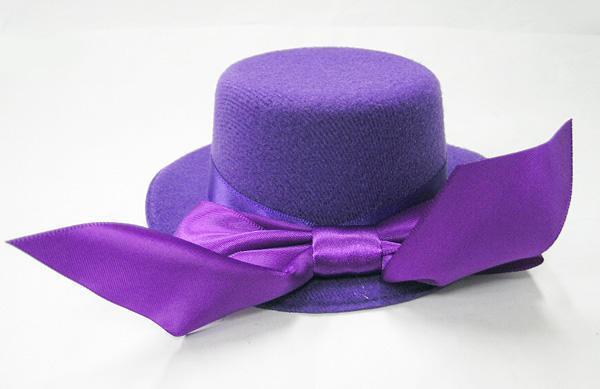 値下げ 1/3ドール用 リボン付き 帽子 紫 パープル ドール服 無地 加工にも_画像4