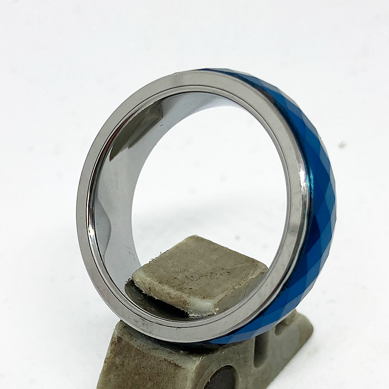 シンプルな タングステンリング 指輪 ミラーカット 青 ブルー 44 ( 13号 ) 新品 ジャンク ペアリングにも_画像3