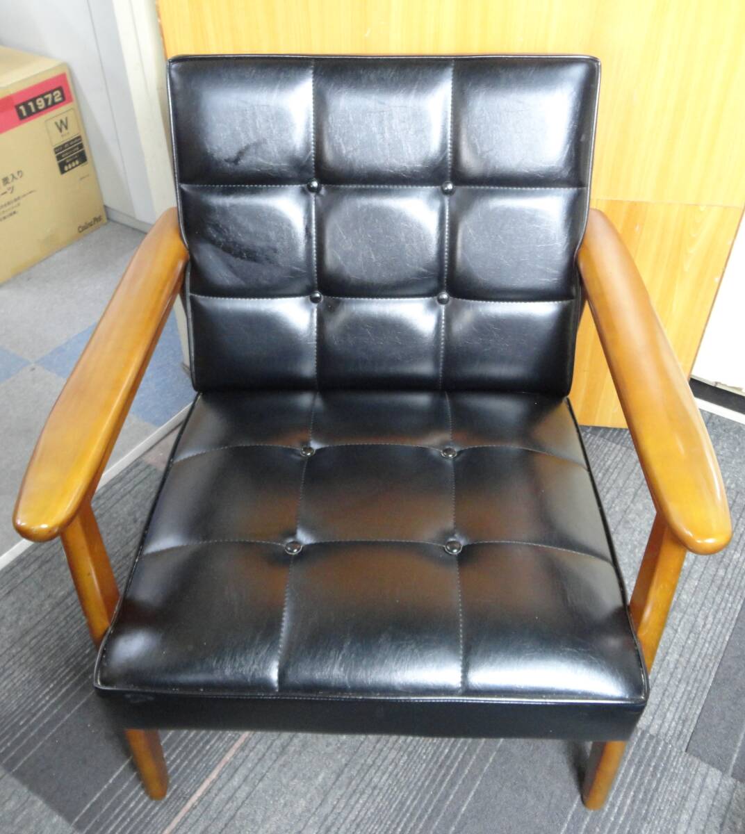 * BV27 * Karimoku 60 karimoku K стул 1 местный . стандартный черный размер :W645xD700xH700 * б/у товар 