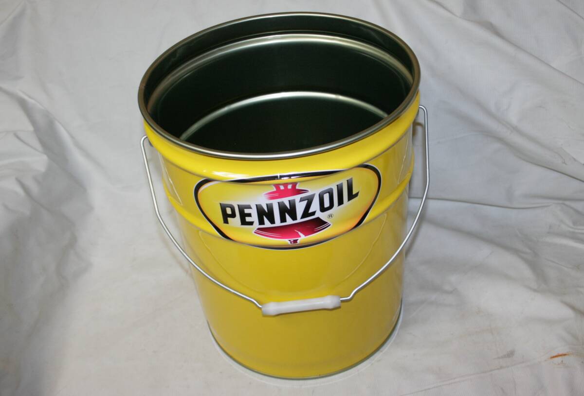 希少黄色ペンズオイル空きペール缶 内側洗浄済　PENNZOIL　椅子インテリアなどに 空きオイル缶　２０L缶　ペンゾイル _画像3