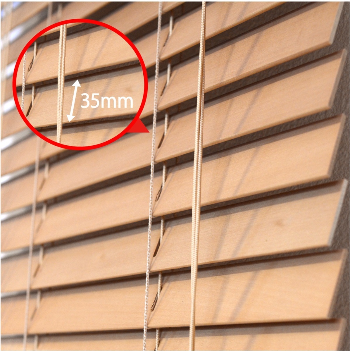 窓枠に合わせてサイズ加工が可能 高品質 木製 ウッド ブラインド オーダー可 スラット(羽根)幅35mm 幅71～80cm×高さ201～230cm_画像2