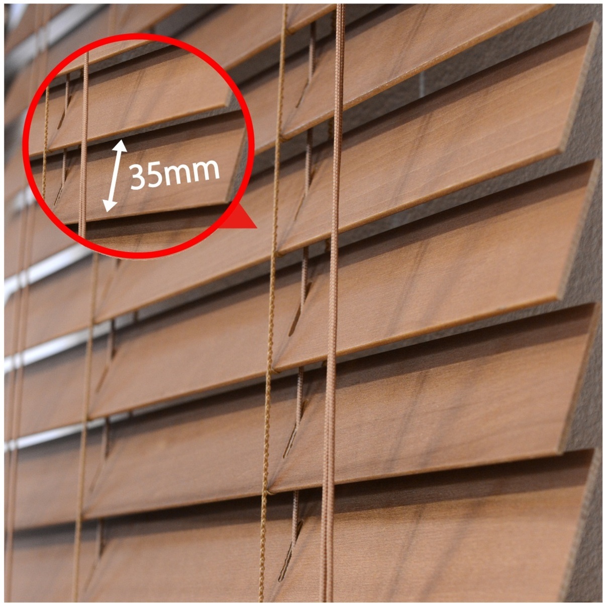 窓枠に合わせてサイズ加工が可能 高品質 木製 ウッド ブラインド オーダー可 スラット(羽根)幅35mm 幅35～40cm×高さ101～150cm_画像2