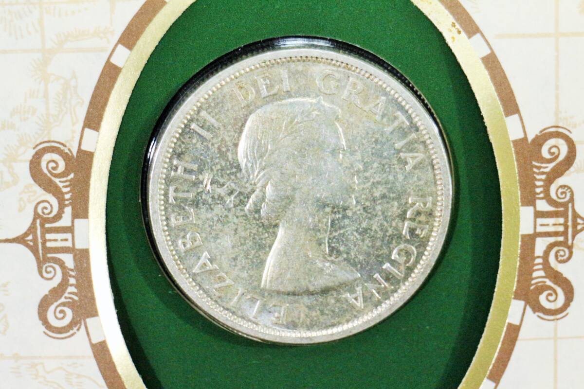 カナダ 1958年 1ドル銀貨 ブリティッシュコロンビア100周年記念 世界の偉大なる歴史的コイン フランクリンミント社の画像3