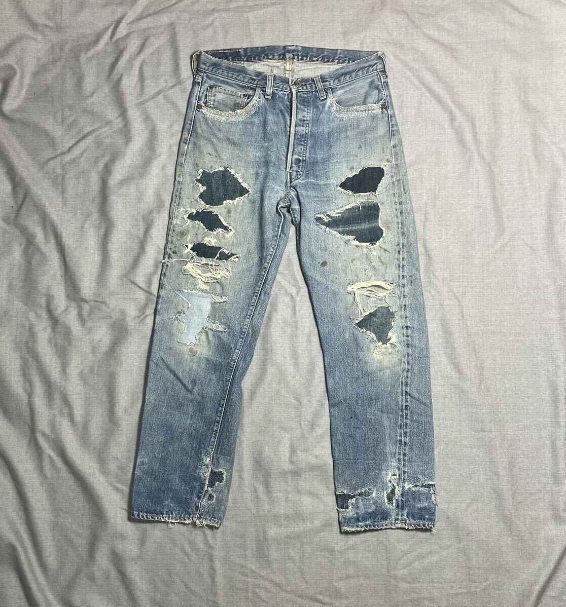  Levi's 501 66 previous term Vintage Denim jeans W34 small e 60s 70s USA made LEVIS 501XX 505 damage repair atmosphere gran ji