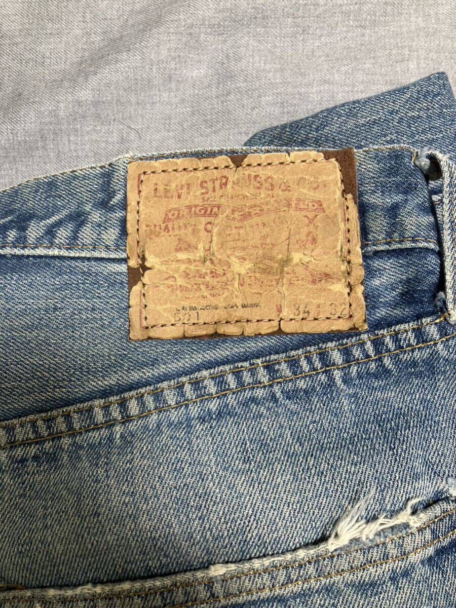  Levi's 501 66 previous term Vintage Denim jeans W34 small e 60s 70s USA made LEVIS 501XX 505 damage repair atmosphere gran ji