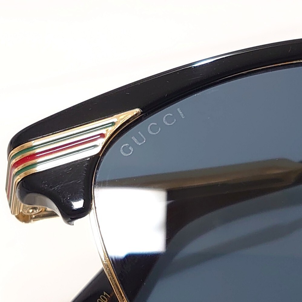 超美品 グッチ GUCCI メンズ レディース サングラス シェリーライン レキシントン クラブマスター ハーフリムグレーレンズ 52□18 GOLD_画像3