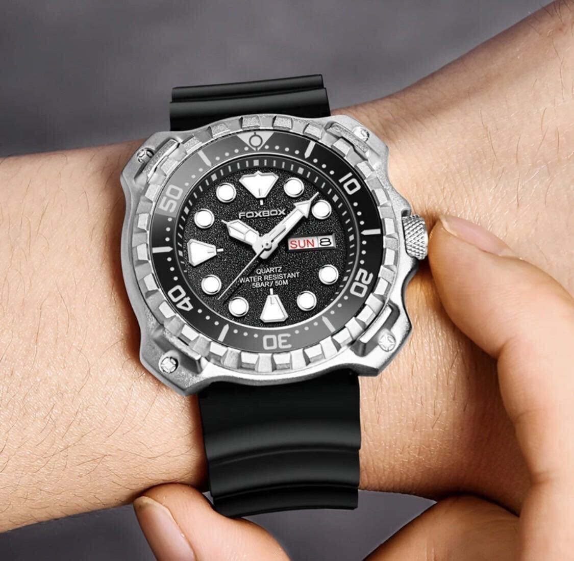 大谷翔平の日記念セール　メンズ腕時計　オマージュ　ダイバー ズウォッチ　ベゼル可動　カレンダー　スーツ　防水腕時計　人気モデル1414a_画像3
