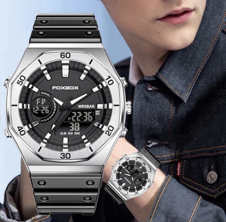 新作　メンズ腕時計 ダイバーズウォッチ　サーフィン ビックフェイス 防水　デジタル腕時計　アナログ　スポーツ　1180N人気商品　現品限り_画像2