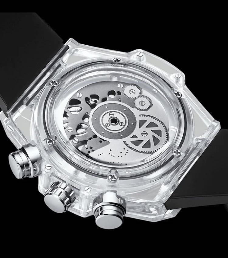 大特価セール　メンズ腕時計 ジルコニア　スケルトン　防水　デジタル　カレンダー　オマージュ　クロノグラフ　A1947_画像7