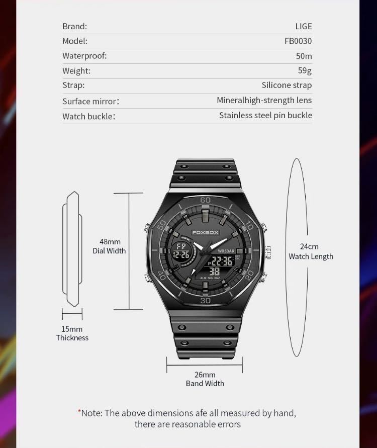 新作　メンズ腕時計 ダイバーズウォッチ　サーフィン ビックフェイス 防水　デジタル腕時計　アナログ　スポーツ　1180N人気商品　現品限り_画像10