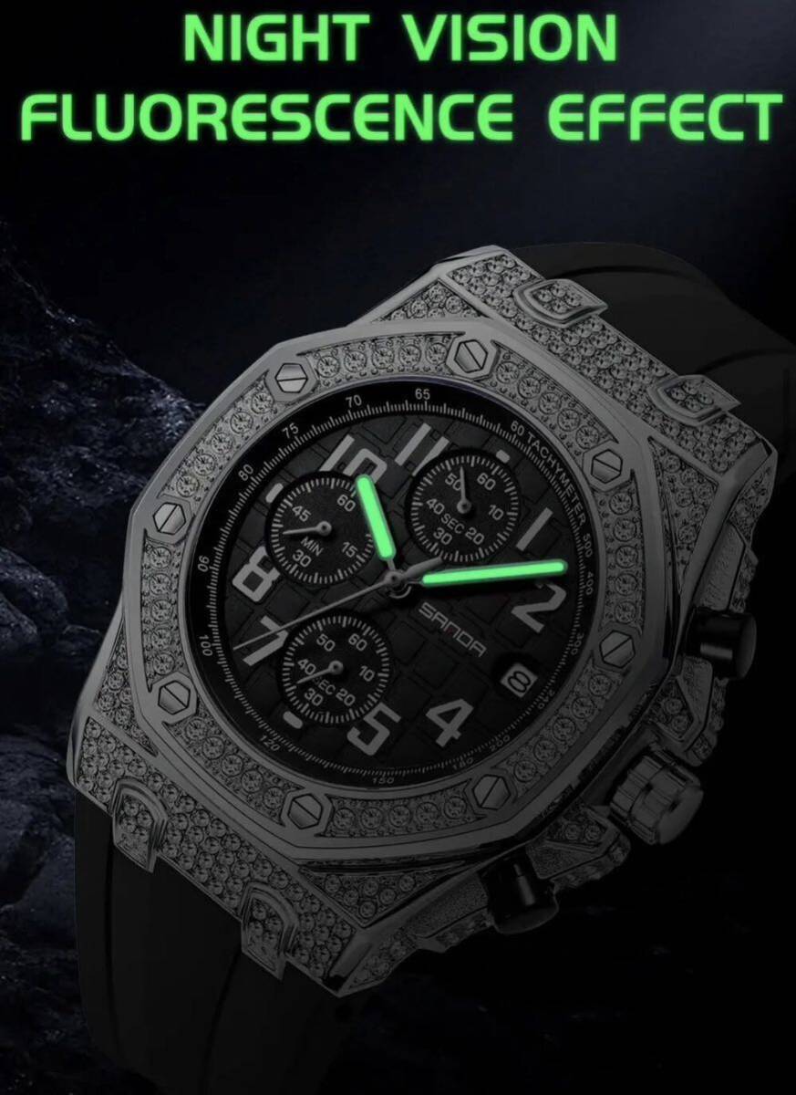 新作モデルセール　メンズ腕時計 オマージュ　ジルコニア　　防水腕時計　カレンダー　オマージュ　クロノグラフ　A2121人気商品_画像6