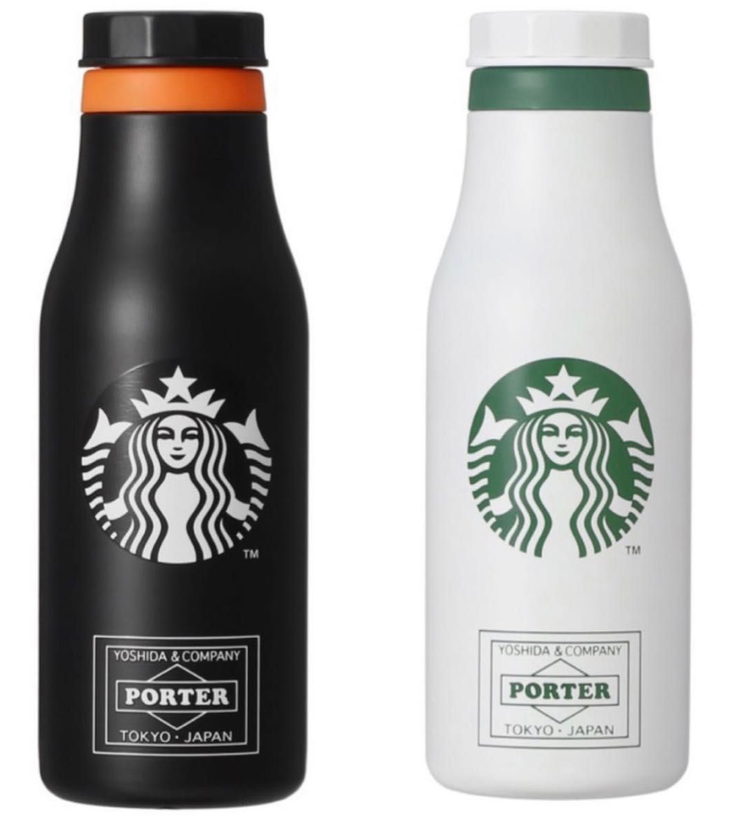 STARBUCKS スターバックス PORTER ポーター コラボレーション スタバ ステンレスロゴボトル ブラック ホワイト