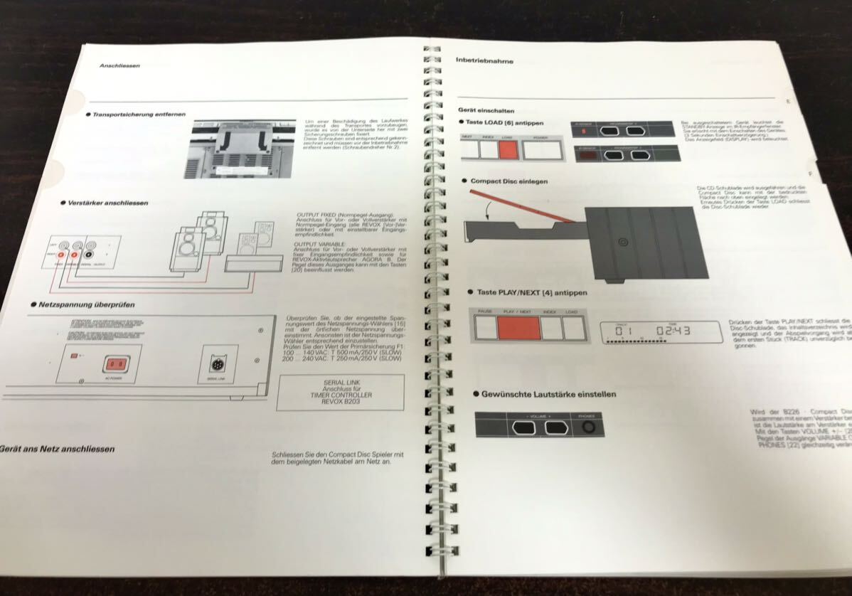 ra05◎STUDER REVOX B226 CDプレーヤー 取扱説明書(instructions/英文) ステューダー/レボックス