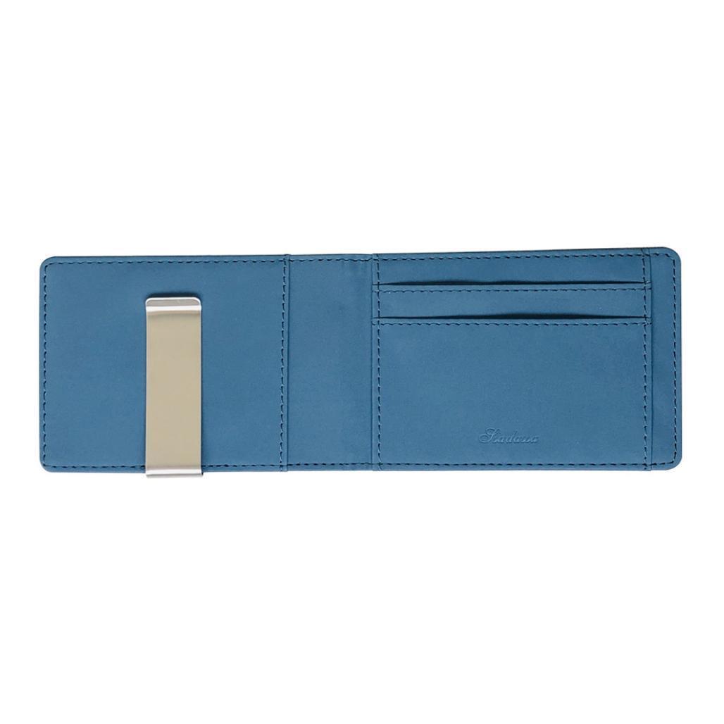  money clip men's purse folding in half blue 