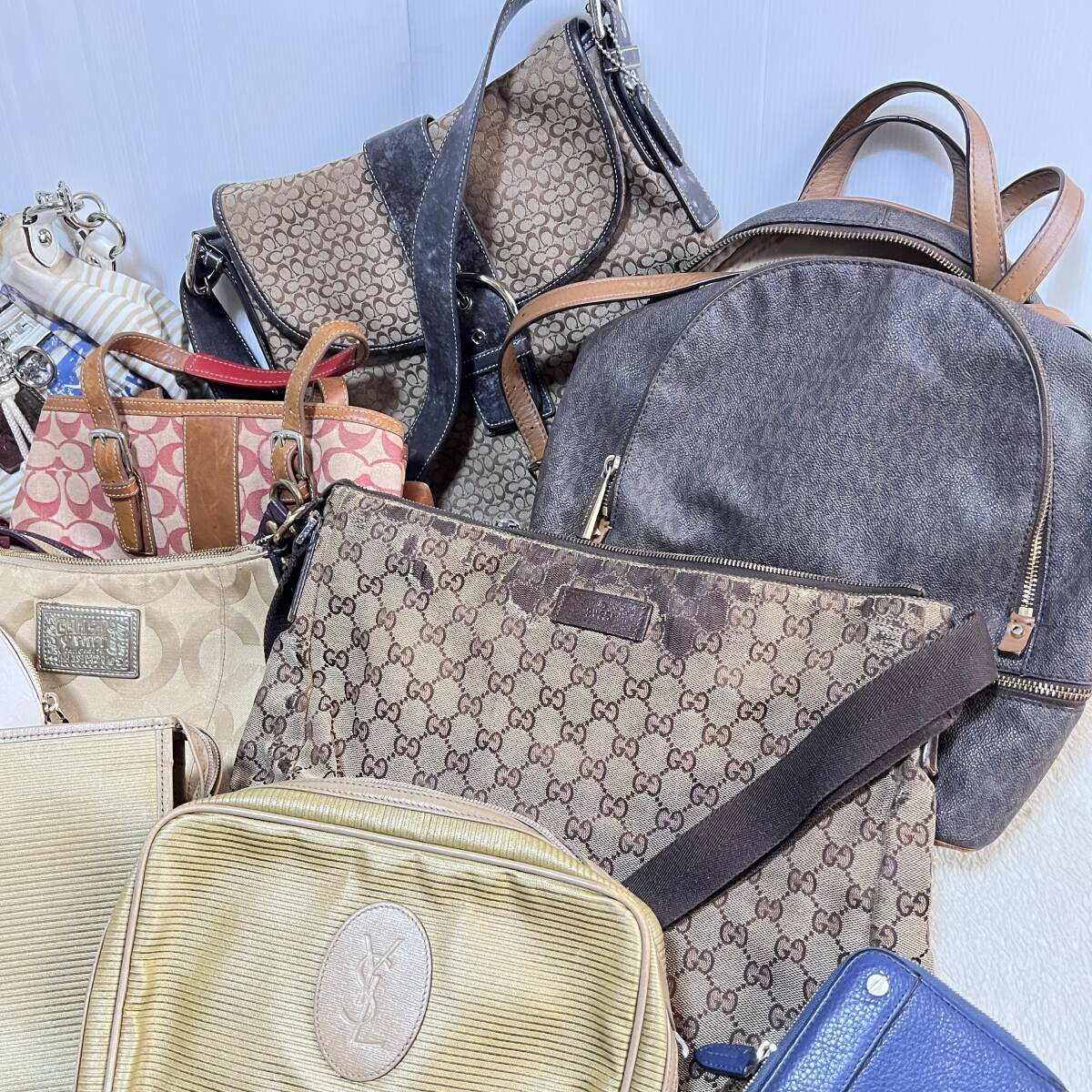 1円 ルイヴィトン グッチ コーチ 他 ブランド バッグ 財布 小物 14点 まとめ まとめ売り 1スタ VUITTON GUCCI ysl MICHEAL KORS BALLY_画像3