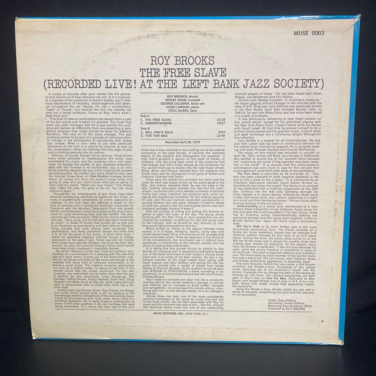 Roy Brooks “The Free Slave” Woody Shaw Cecil Mcbee spiritual free jazz スピリチュアル ジャズ MUSE の画像2