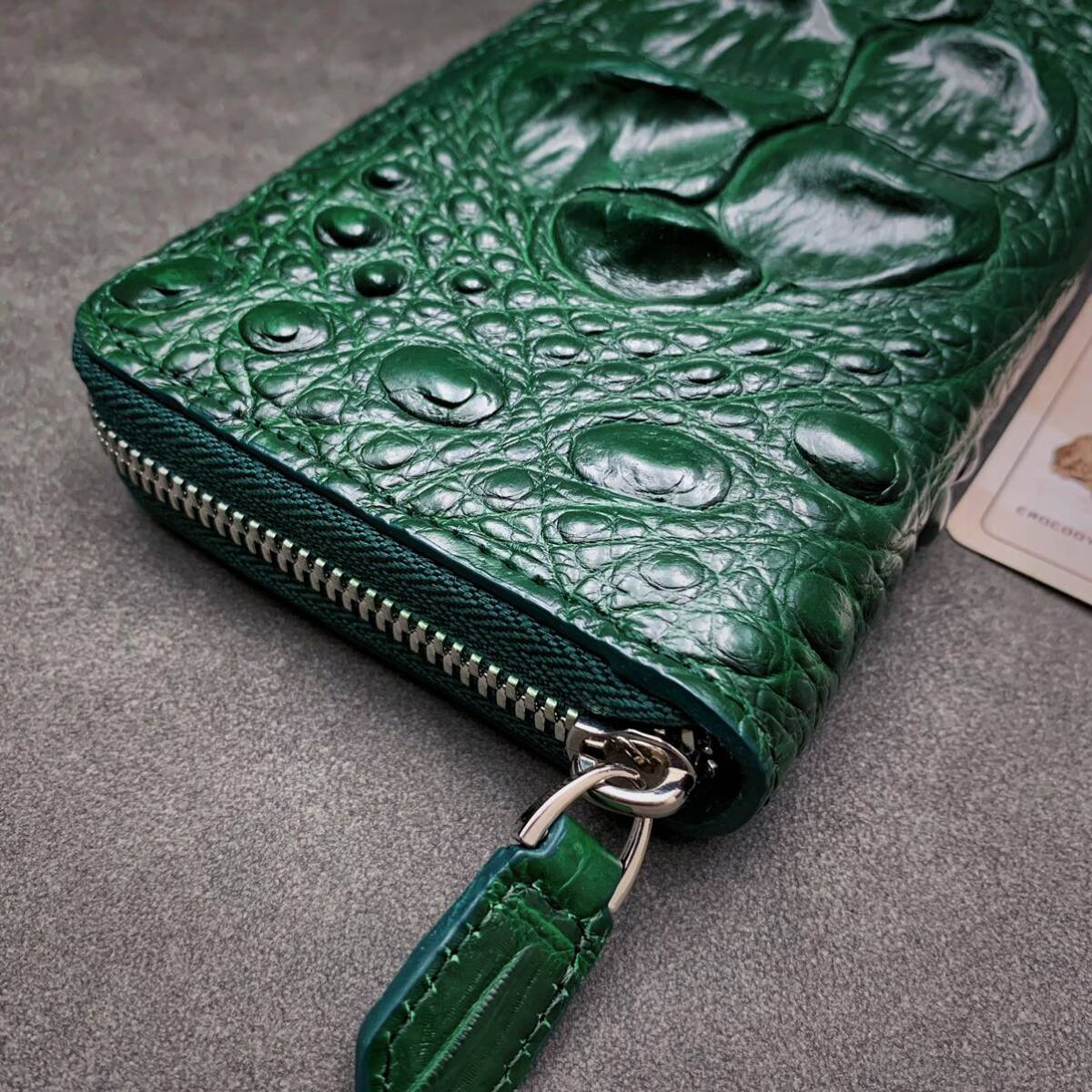  crocodile long wallet ( round fastener / high grade center part / hand made / luck with money color / genuine article /. leather use /book@wani leather / one sheets leather / the truth thing photograph / extra-large type wani/)