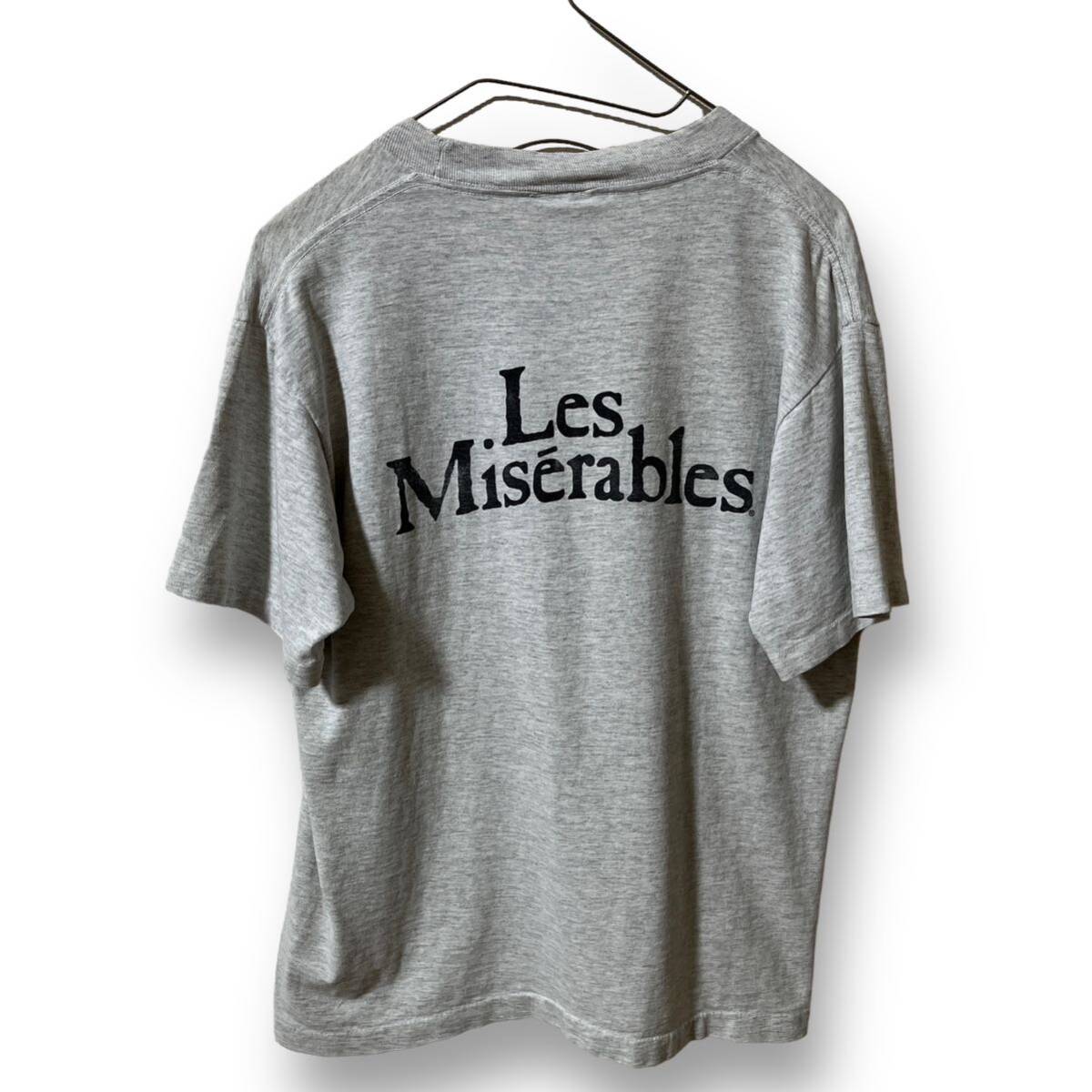 【r1】 anvil 80s USA製 Les Miserables プリント Tシャツ メンズ M グレー レ ミゼラブル ミュージカル ムービー アメリカ製 輸入古着