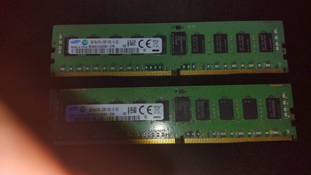 SAMSUNG DDR4-2133P /PC4 17000 ECC/Registred 対応 RDIMN ８GB X2＝１６GBの画像1
