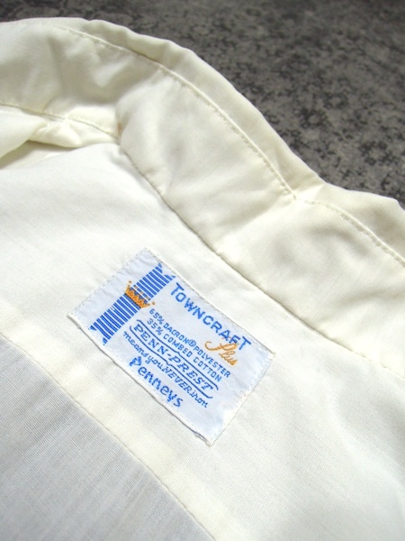 60's TOWNCRAFT ホワイトドレスシャツ●メンズMサイズ程度(8分袖)/白/長袖/ロングスリーブ/Penneys/ビンテージアメリカ古着_画像5