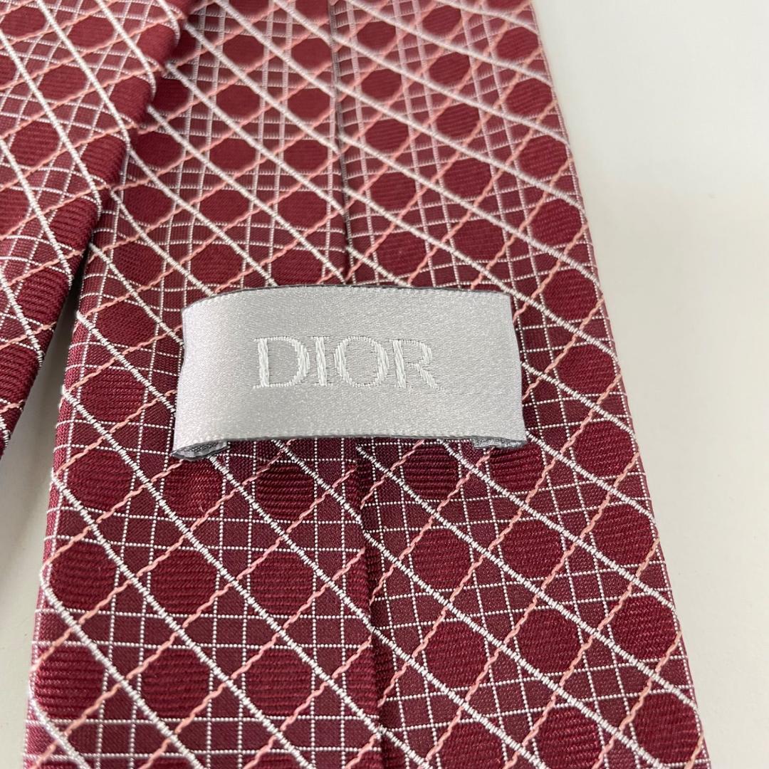 １円～ A-1 60 美品 Christian Dior ディオール ネクタイ メンズ SILK シルク レッド 総柄 シルク 冠婚葬祭 の画像3