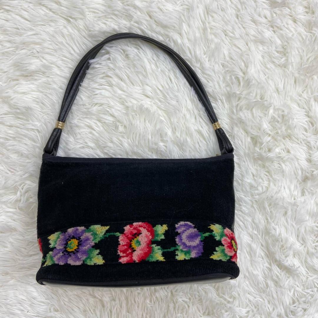 1 jpy ~ A-10 60 FEILER Feiler handbag black flower poppy z floral print black 