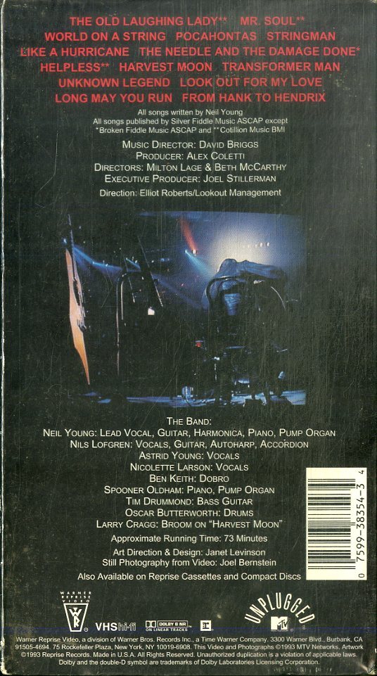 H00021505/VHSビデオ/ニール・ヤング「Unplugged」の画像2