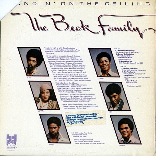 【ＬＰ】 BECK FAMILY 「 DANCIN' ON THE CEILING 」 ( LE JOINT 17001 )の画像2