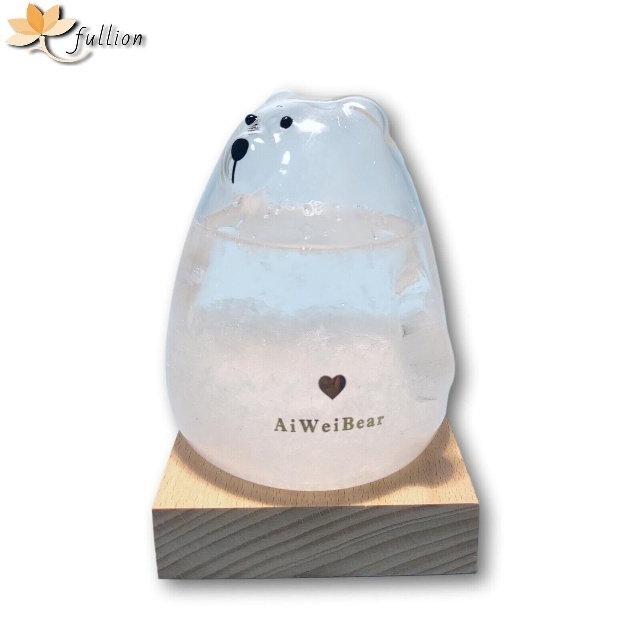 ストームグラス Aquro Crysta ウッドベース ナチュラル くま 熊 ベース ナチュラル Storm Glass ウッドベース付属 _画像3