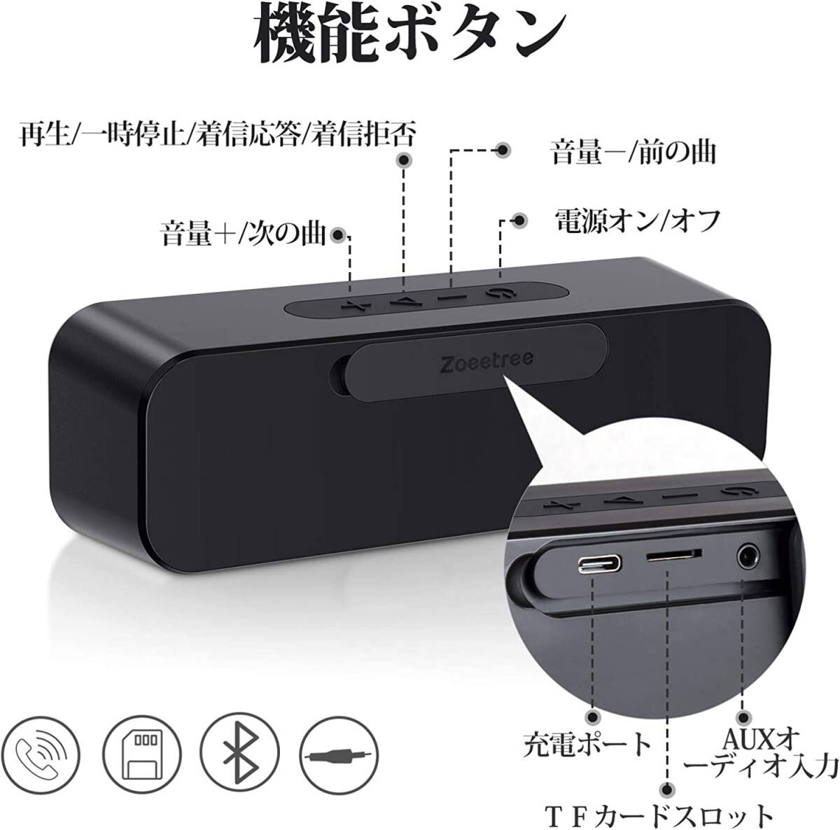 Bluetooth スピーカー ワイヤレススピーカー IPX7防水 ブルートゥーススピーカー 重低音 36時間連続再生 TWS対応 ポータブル Bluetooth5.0の画像7