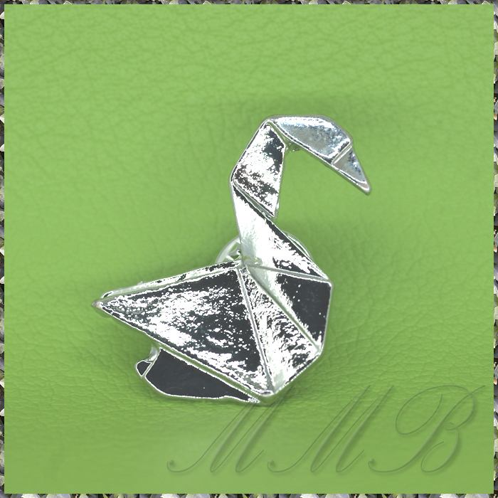 Brooch Lapel Origami Pin Silver Swan おりがみ シルバー ジャケット スワン スーツ襟pins ブローチピン 折り紙 水鳥 白鳥 鶴 21新発 Pin