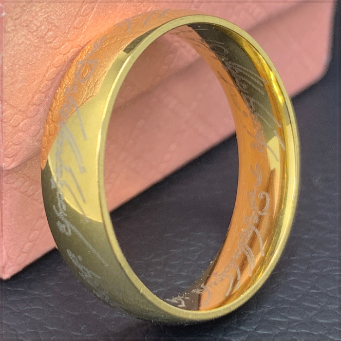 [RING] Yellow Gold Color Lord Of The Ring ゴールドカラー ロード・オブ・ザ・リング レプリカ 6mm リング 16号 (4g) 【送料無料】_画像4